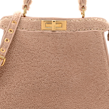 Fendi Curly Shearling Shiny Nappa Medium Peekaboo I SEE U Satchel Rosa Plaster 9 of 12