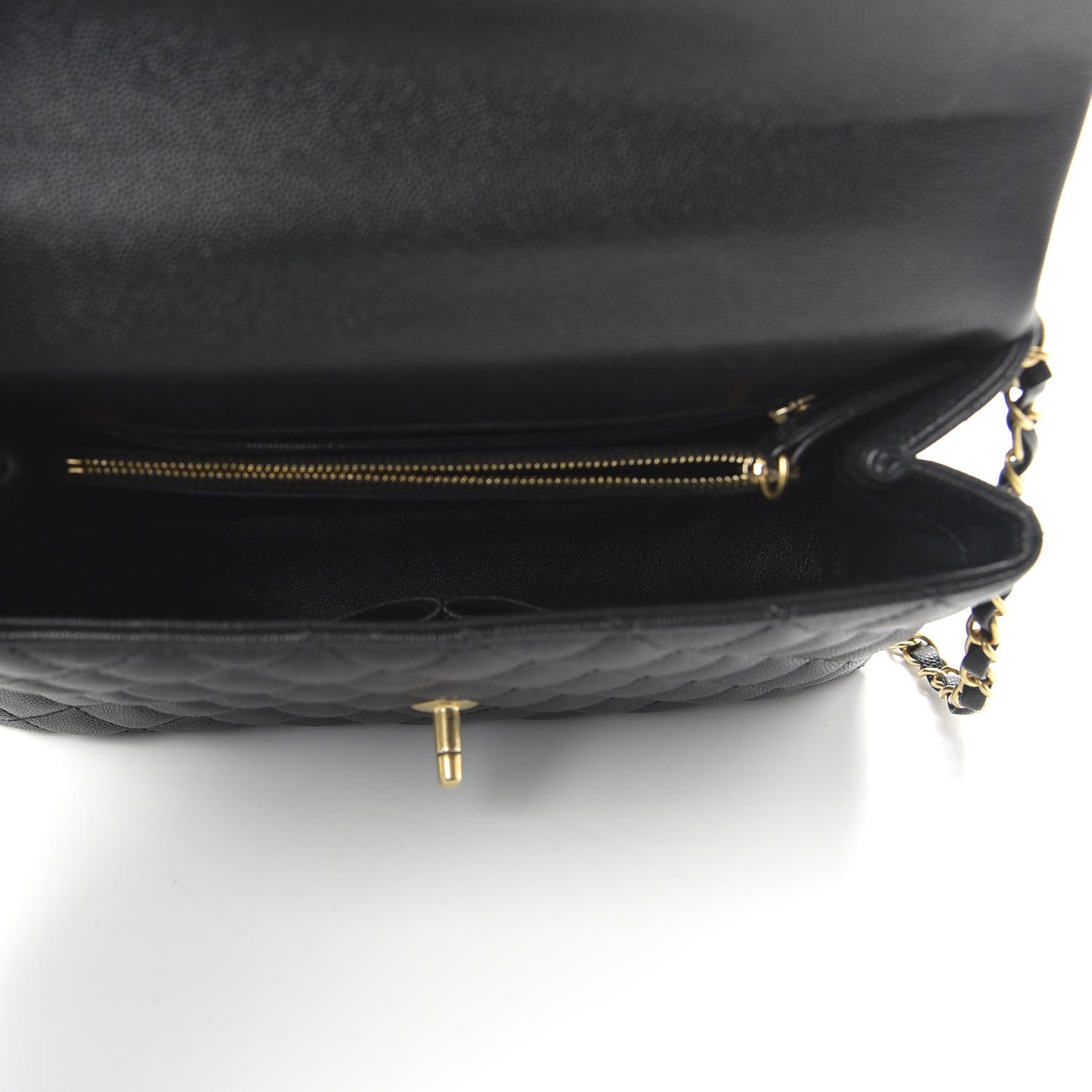 Caviar Lizard Quilted Small Coco Handle Flap Black