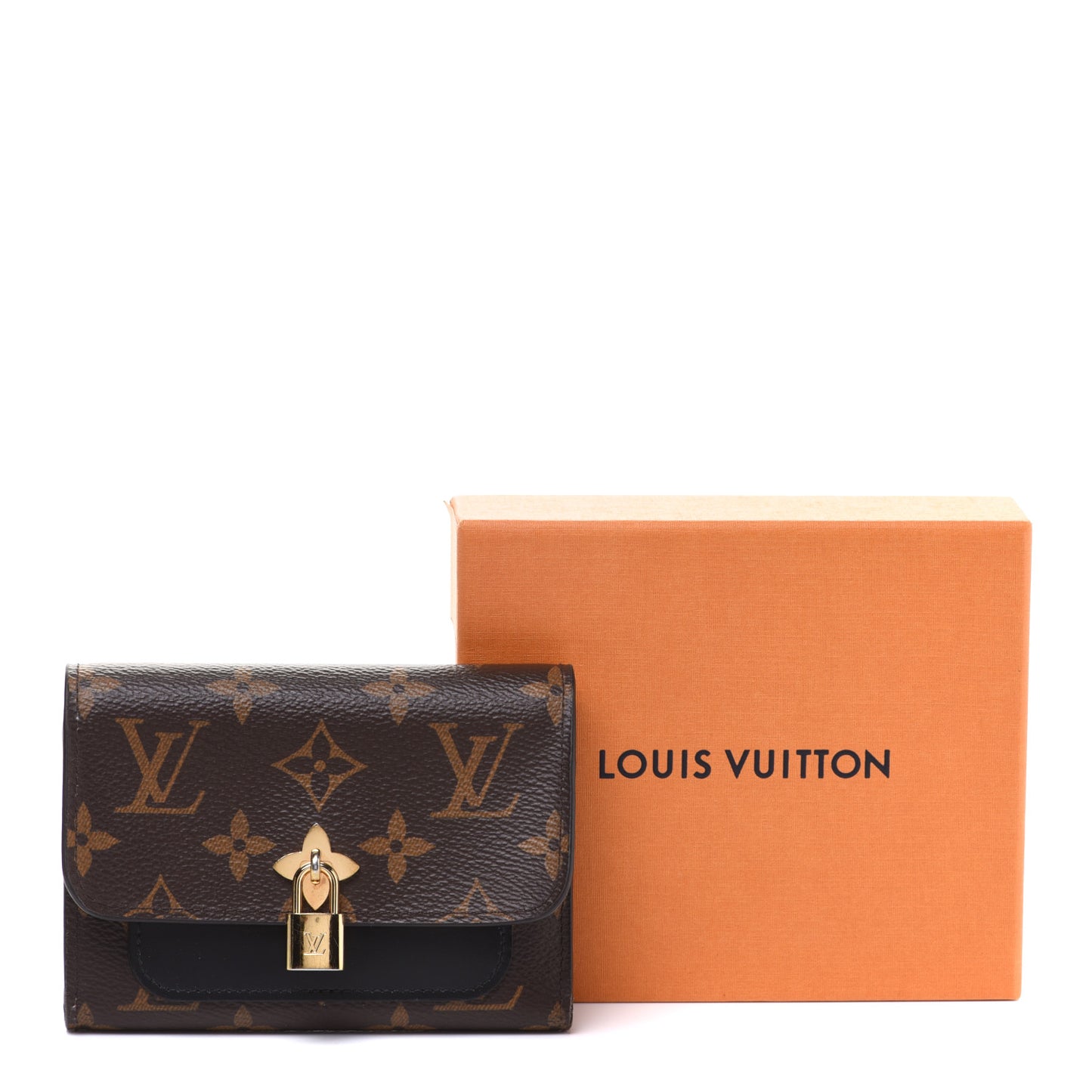 Monogram Flower Lock Compact Wallet Black