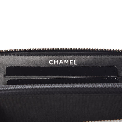 Chanel Lambskin Camellia Studded Zip Around Wallet Black 6 of 9
