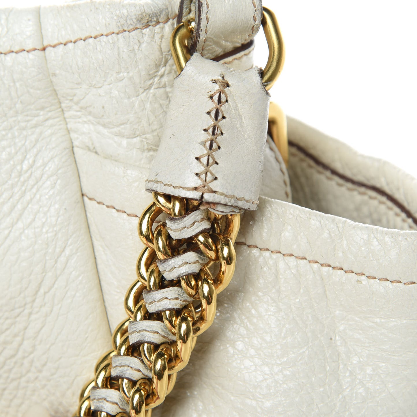 Cervo Lux Chain Shoulder Bag Talco
