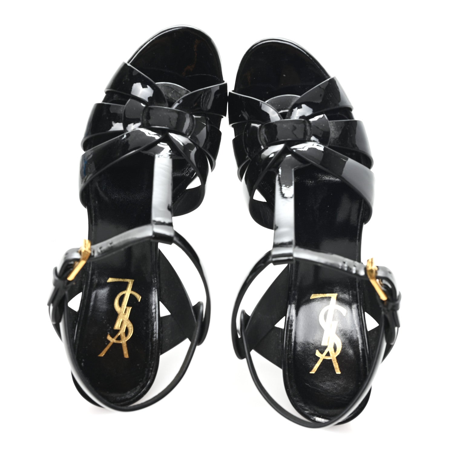 Saint Laurent Patent Tribute 75 Platform Sandals 37 Black 2 of 10