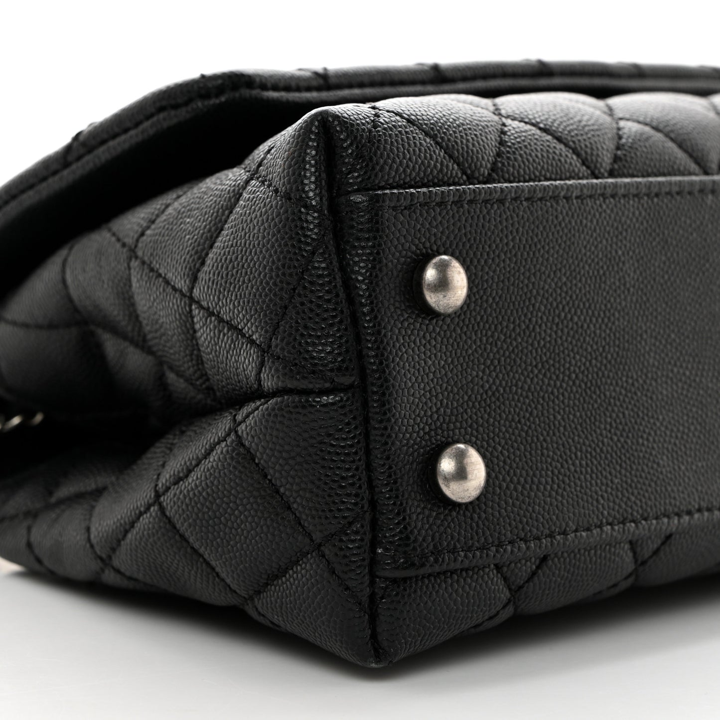 Caviar Lizard Quilted Mini Coco Handle Flap Black