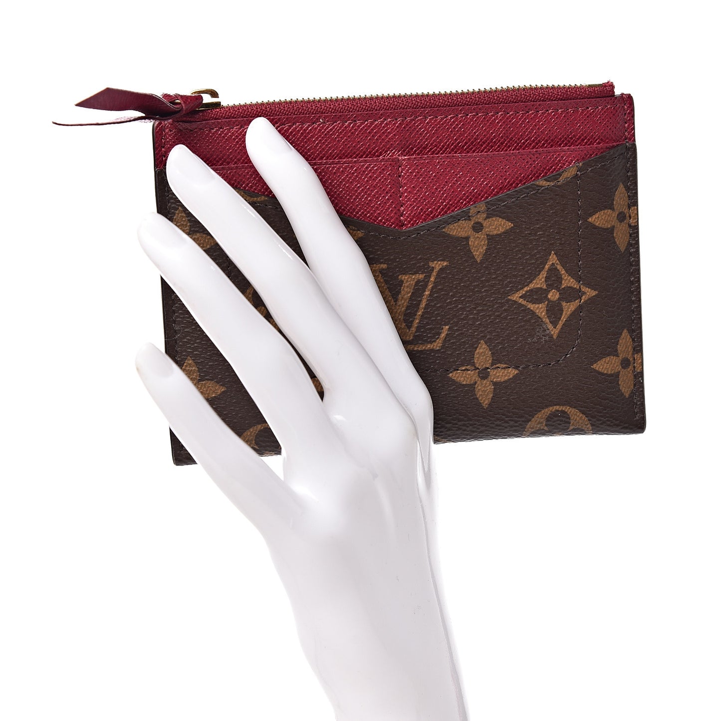 Monogram Zipped Card Holder Fuchsia