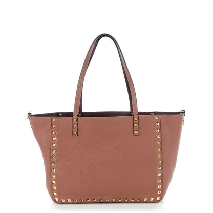 Valentino Garavani Pebbled Calfskin Small Rockstud Reversible Tote Rubin Blush 2 of 7