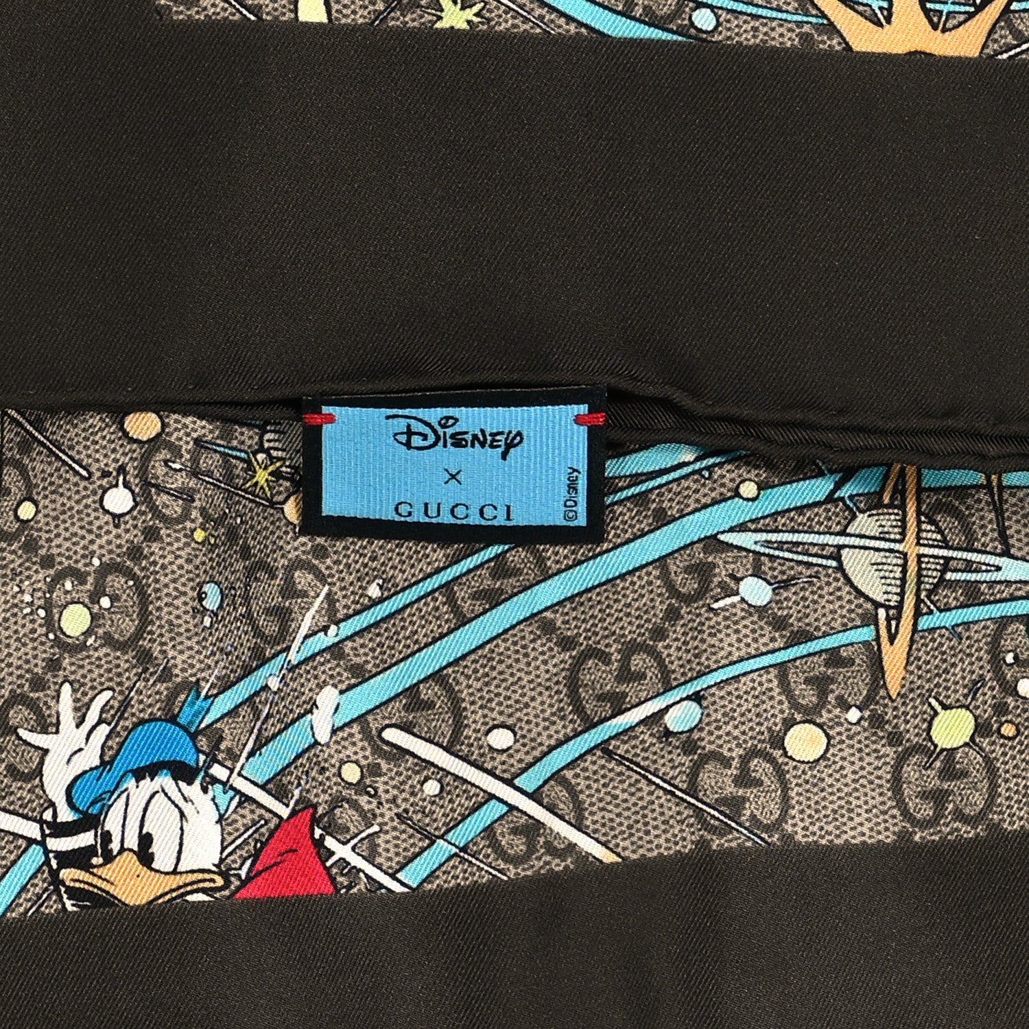 Gucci X DISNEY Silk Twill Donalard Square Scarf Beige Sky Blue 2 of 3