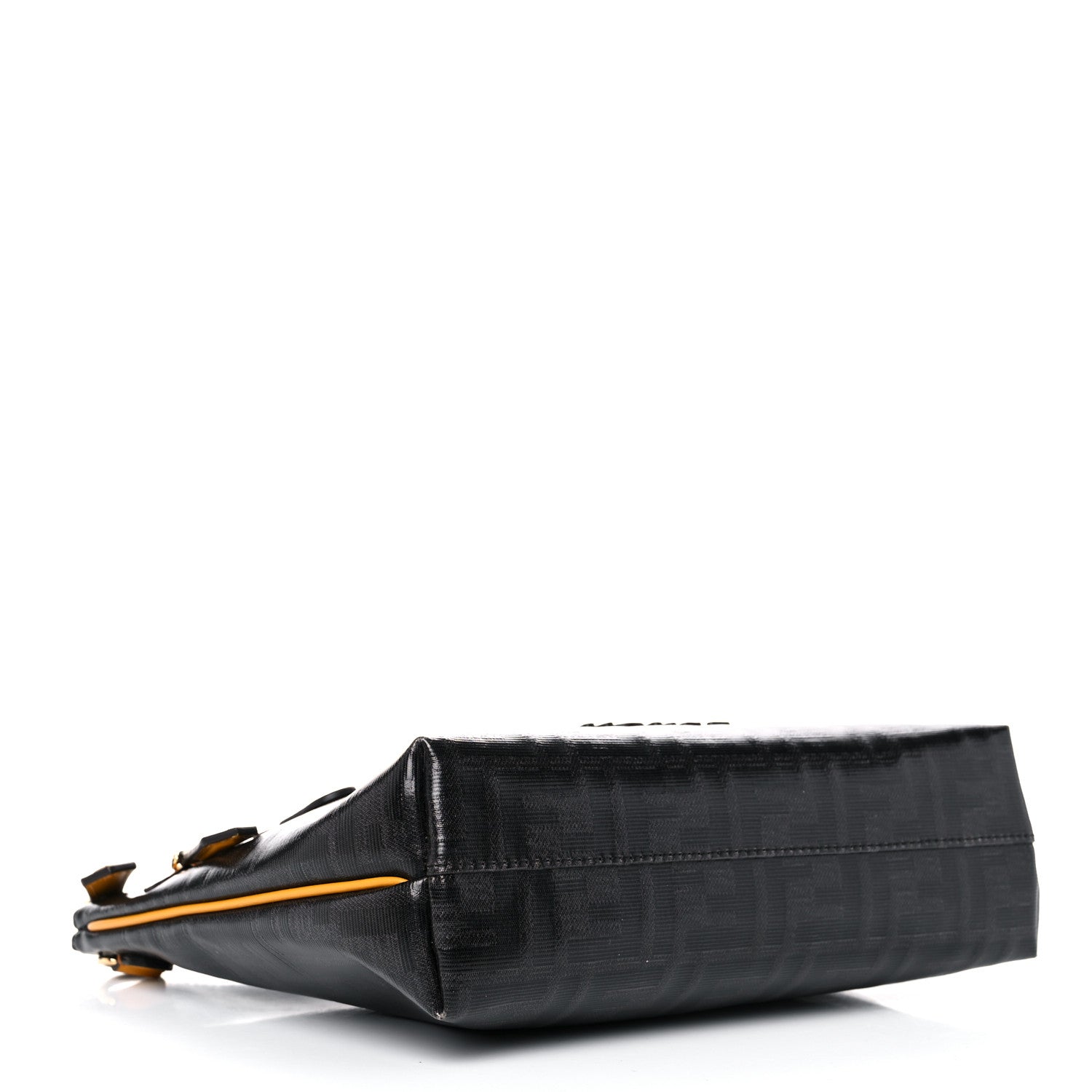 Fendi X FILA Glazed Fabric Vitello Century FF 1974 Mania Pouch Mogano Panna White Black 4 of 13