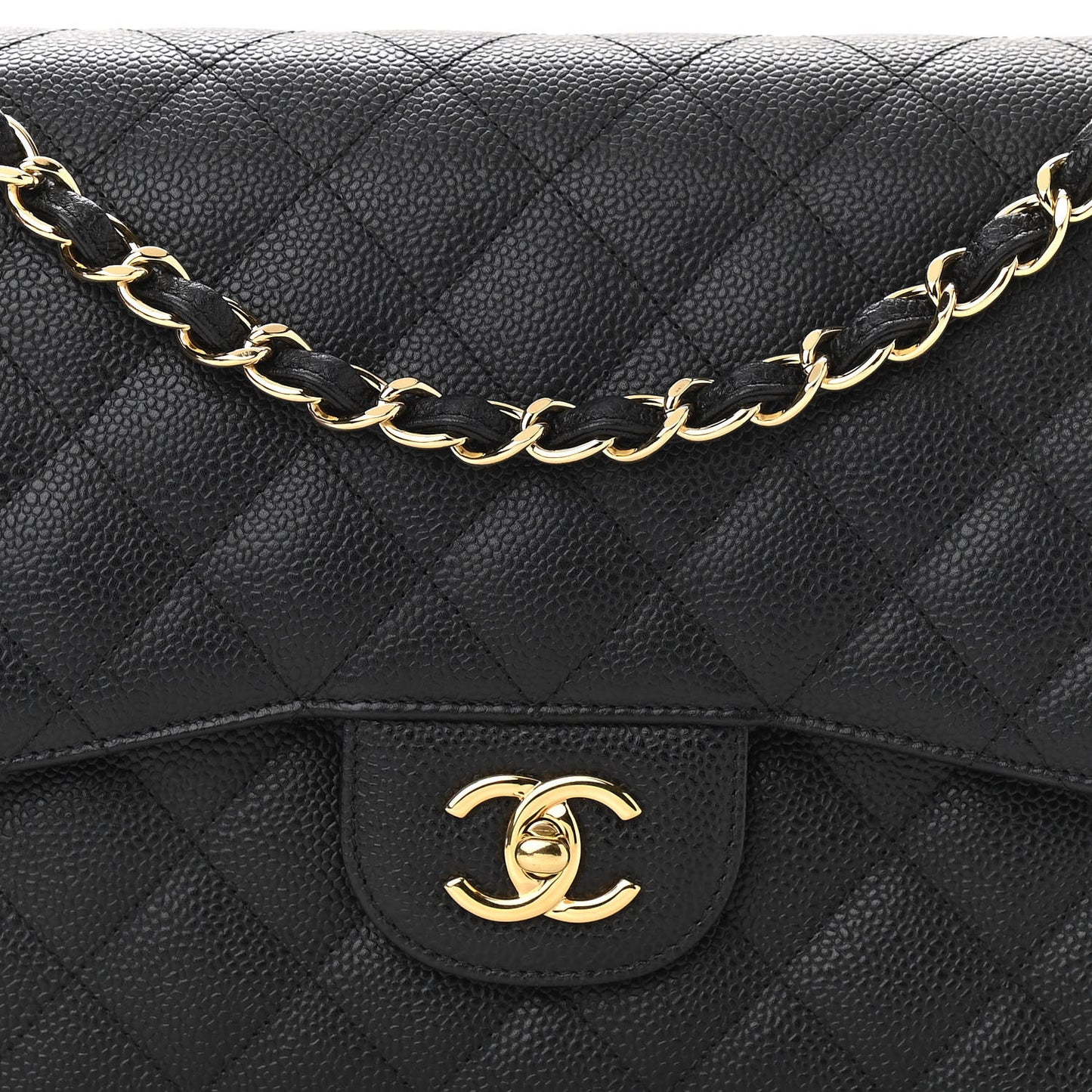 Caviar Quilted Jumbo Double Flap Black
