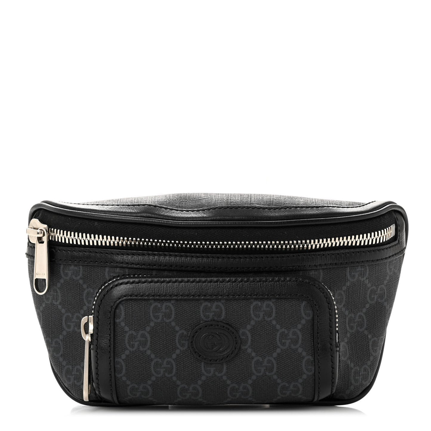 GG Supreme Monogram Textured Calfskin Retro Interlocking G Belt Bag Black