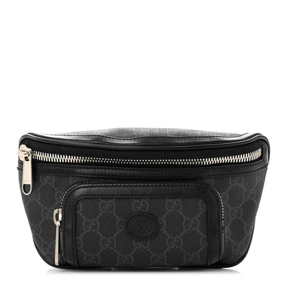Gucci GG Supreme Monogram Textured Calfskin Retro Interlocking G Belt Bag Black 1 of 10