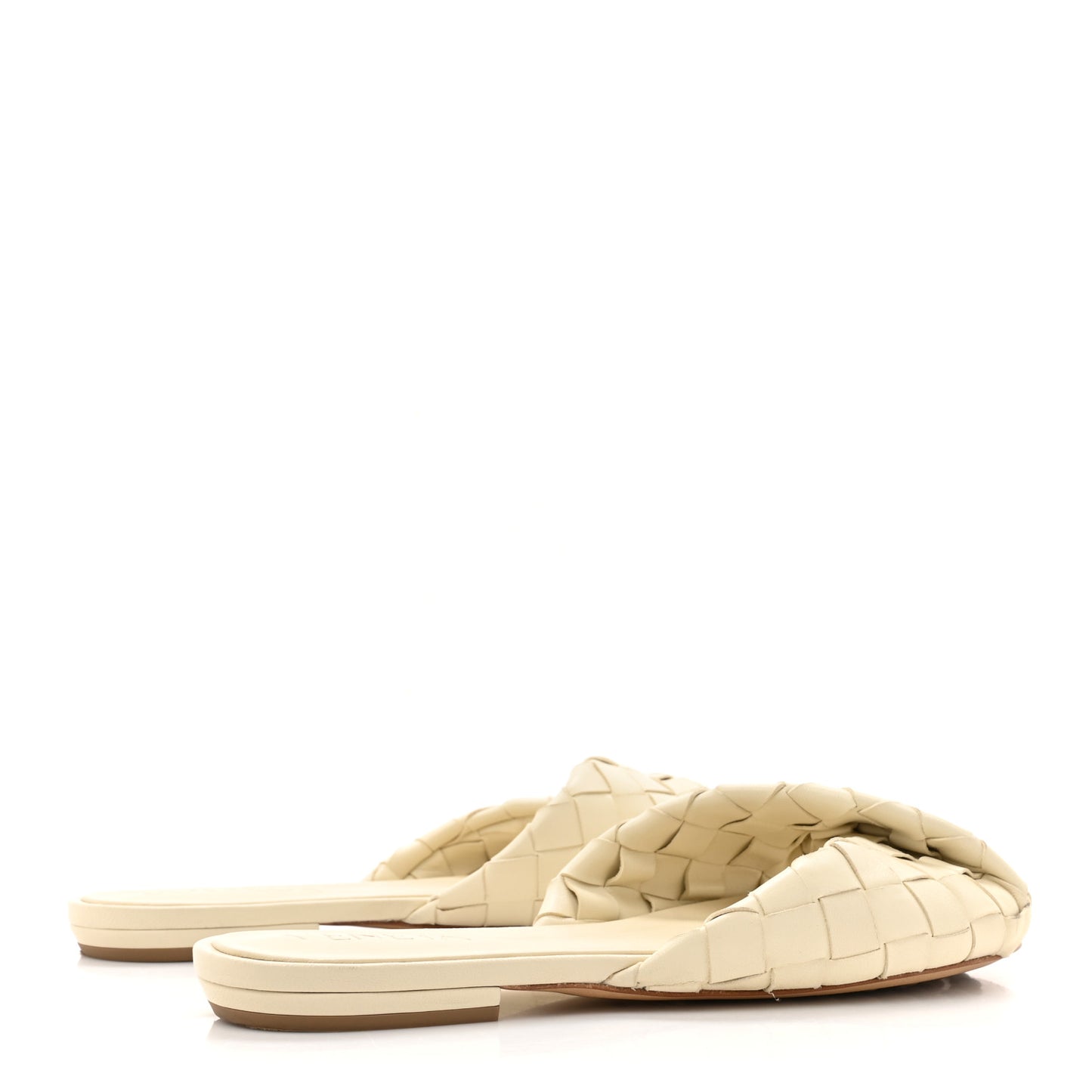 Nappa Twisted Intrecciato Blink Flat Mule Sandals 40 Sea Salt