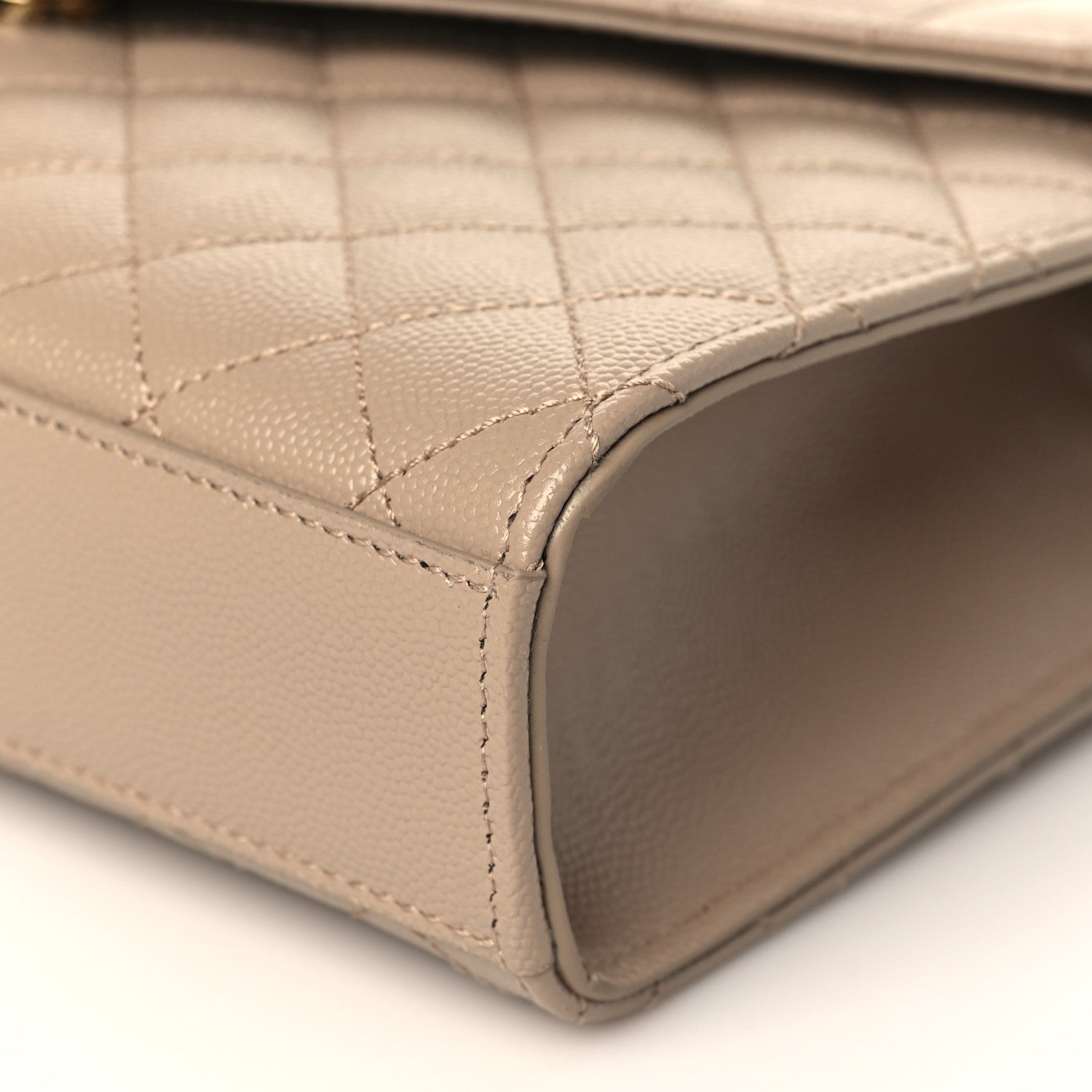 Saint Laurent Grain De Poudre Textured Mixed Matelasse Medium Triquilt Monogram Satchel Dark Beige 9 of 9
