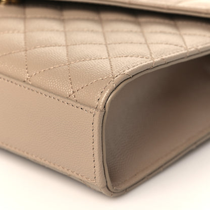 Saint Laurent Grain De Poudre Textured Mixed Matelasse Medium Triquilt Monogram Satchel Dark Beige 9 of 9