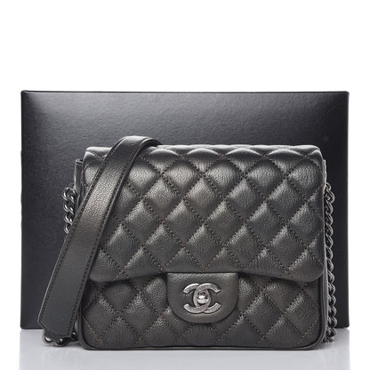 Chanel Metallic Goatskin Quilted Small Rock In Rome Flap Charcoal 7 of 7