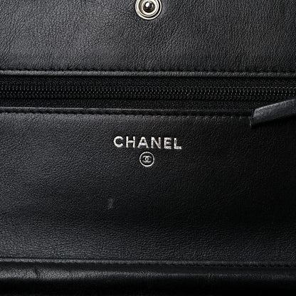Chanel Lambskin Diamond Stitched Wallet On Chain WOC Black 6 of 23