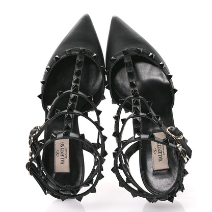 Valentino Garavani Calfskin Nappa Monochrome Rockstud Ankle Strap 65mm Pumps 40 Black 2 of 9