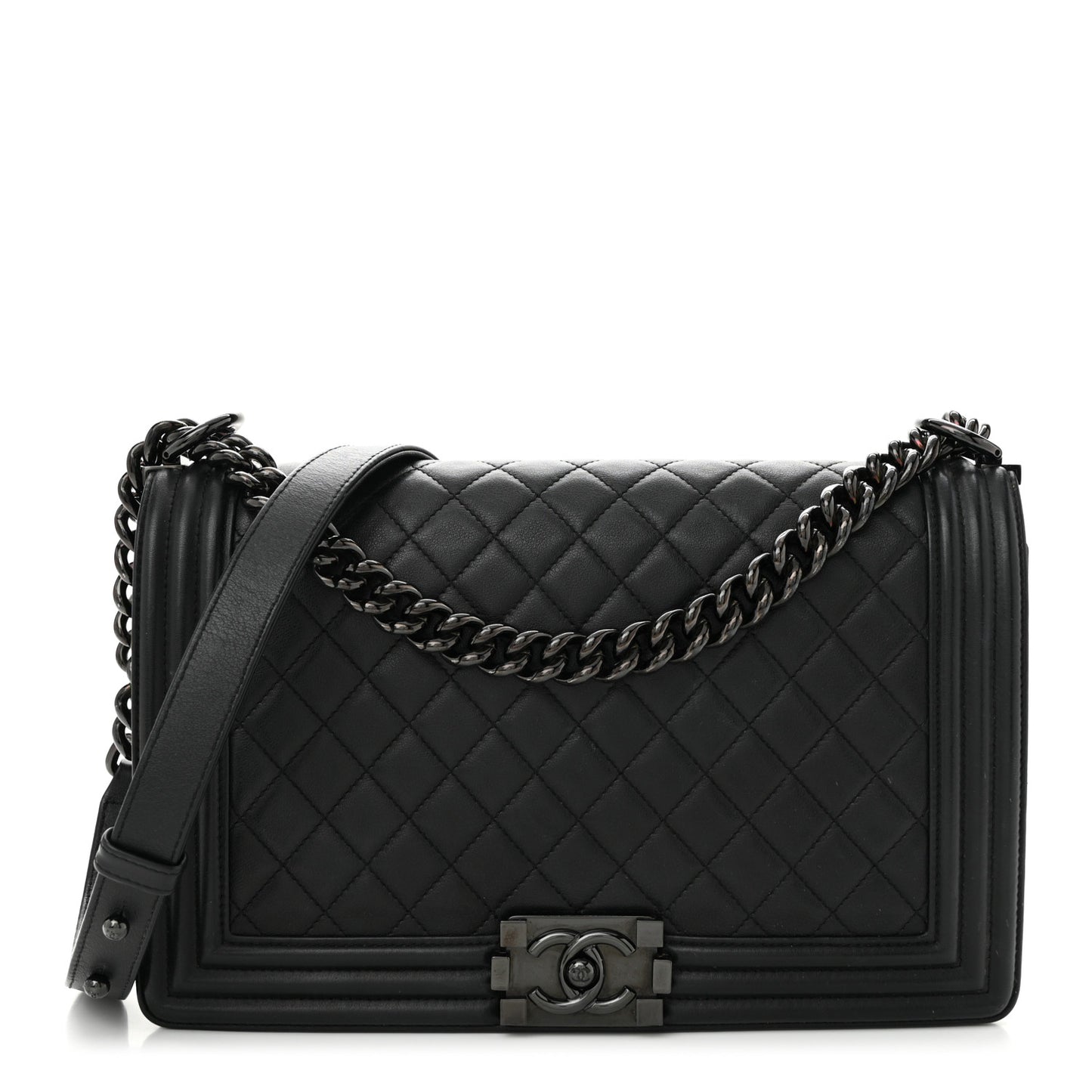 Calfskin Quilted New Medium Boy Flap So Black