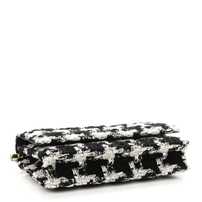 Chanel Tweed Quilted Wallet On Chain WOC Black Ecru White 4 of 12