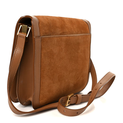 Saint Laurent Suede Smooth Calfskin Monogram Medium Solferino Soft Satchel Cinnamon 3 of 11