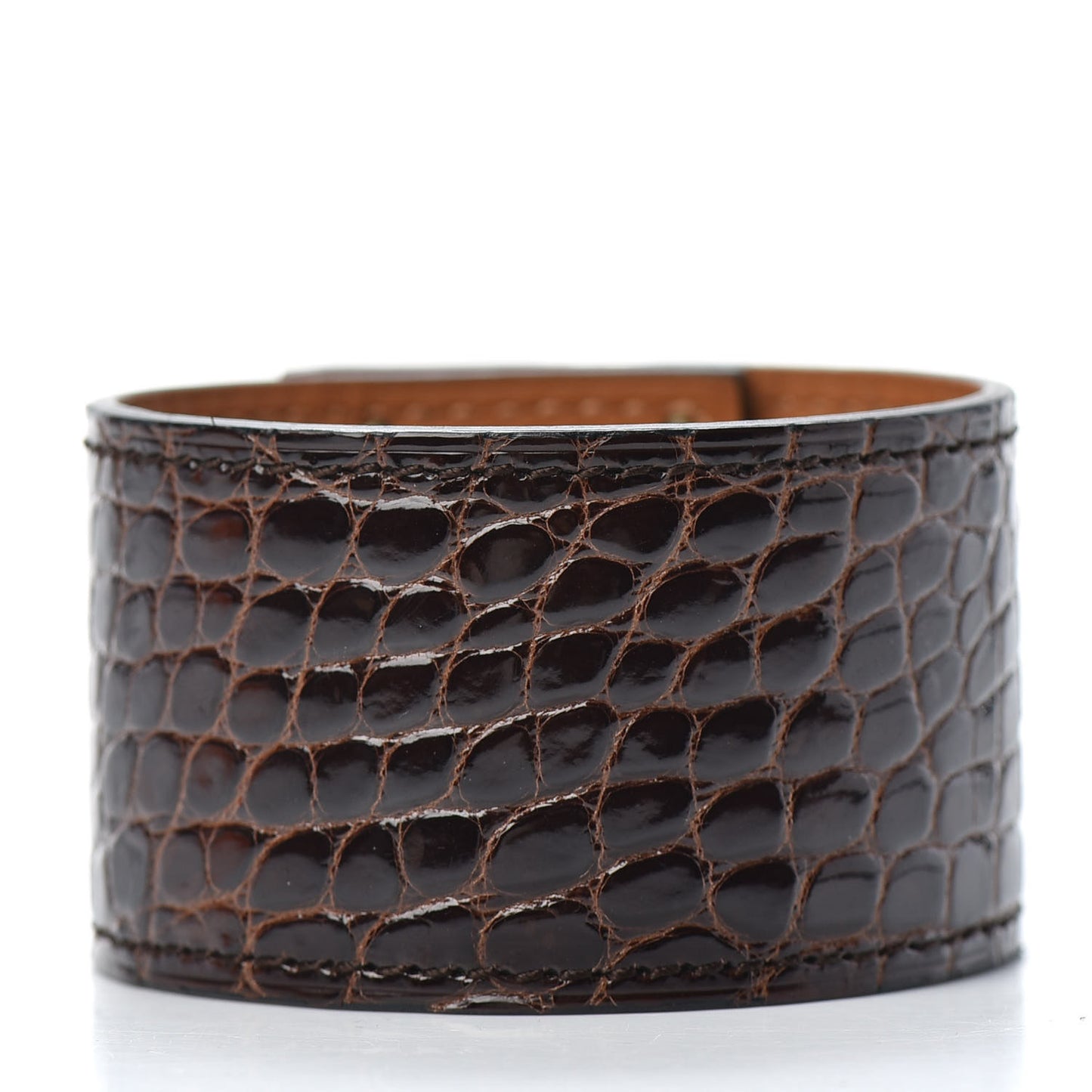 HERME Shiny Alligator Kelly Dog Bracelet Havanne