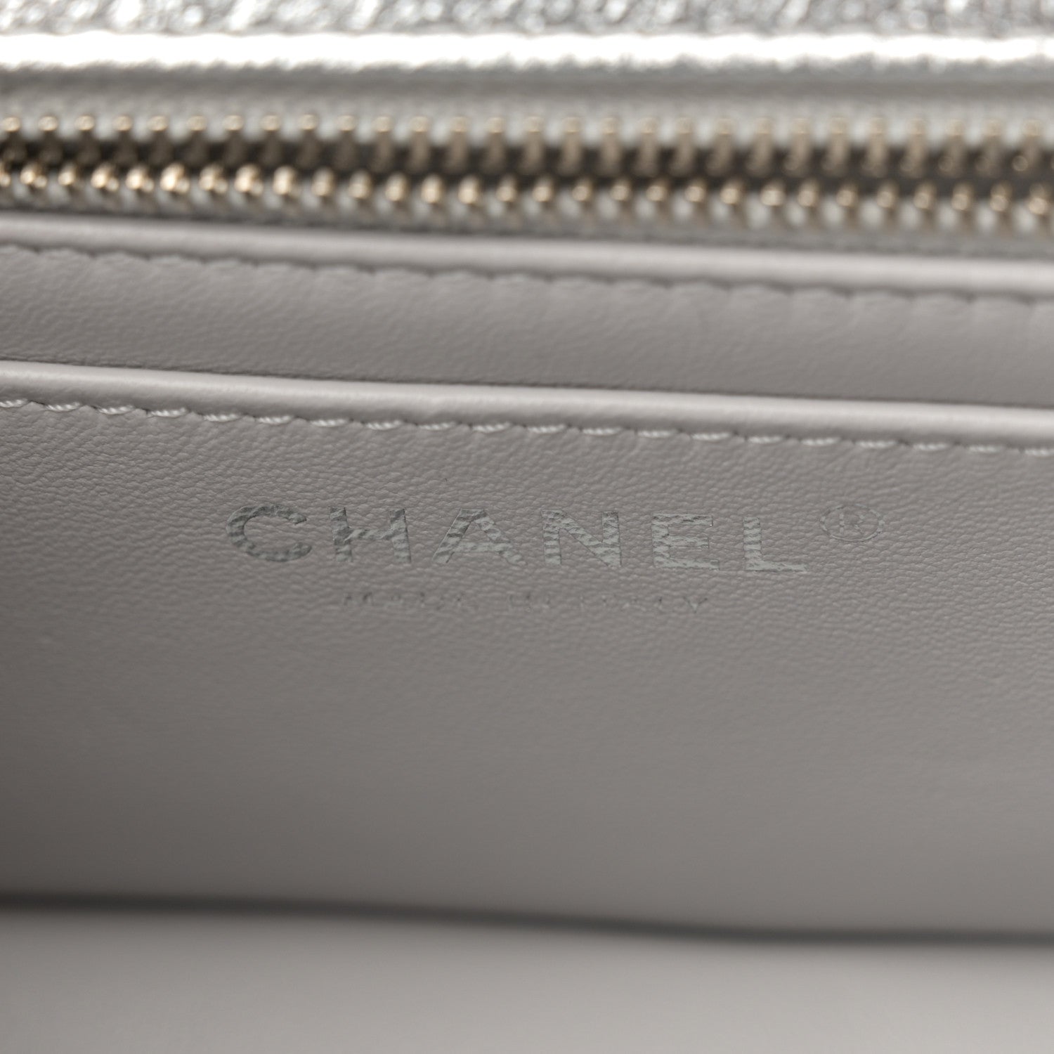 Chanel Metallic Caviar Quilted Mini Rectangular CC Slide Flap Silver 6 of 10