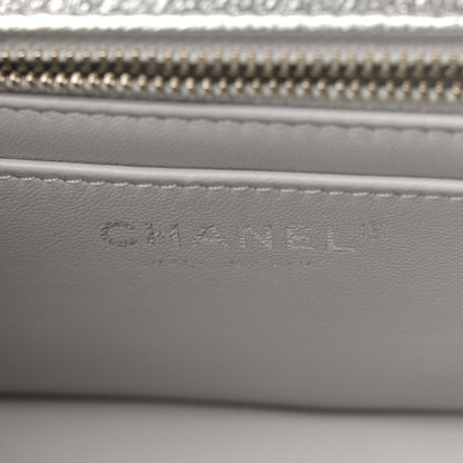 Chanel Metallic Caviar Quilted Mini Rectangular CC Slide Flap Silver 6 of 10
