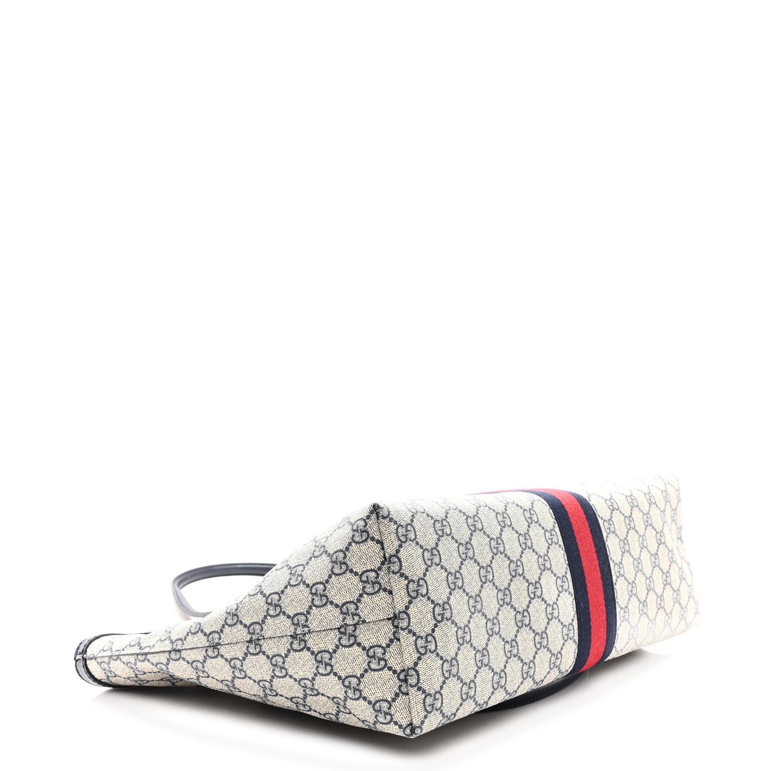 Gucci GG Supreme Monogram Textured Calfskin Web Medium Ophidia Shopping Tote Beige Blue 3 of 9