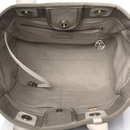 Chanel Mixed Fibers Calfskin Medium Deauville Tote Light Grey 5 of 9