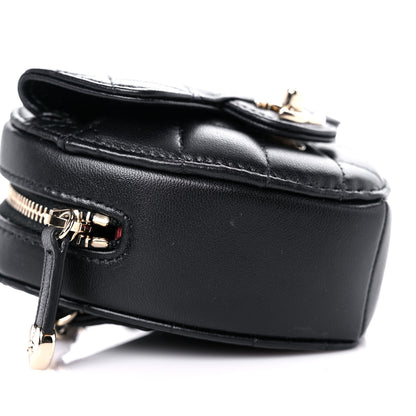 Chanel Lambskin Quilted CC In Love Heart Waist Belt Bag With Chain Black 8 of 10