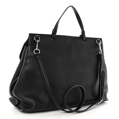 Gucci Pebbled Calfskin Large Bamboo Daily Top Handle Bag Black 3 of 11