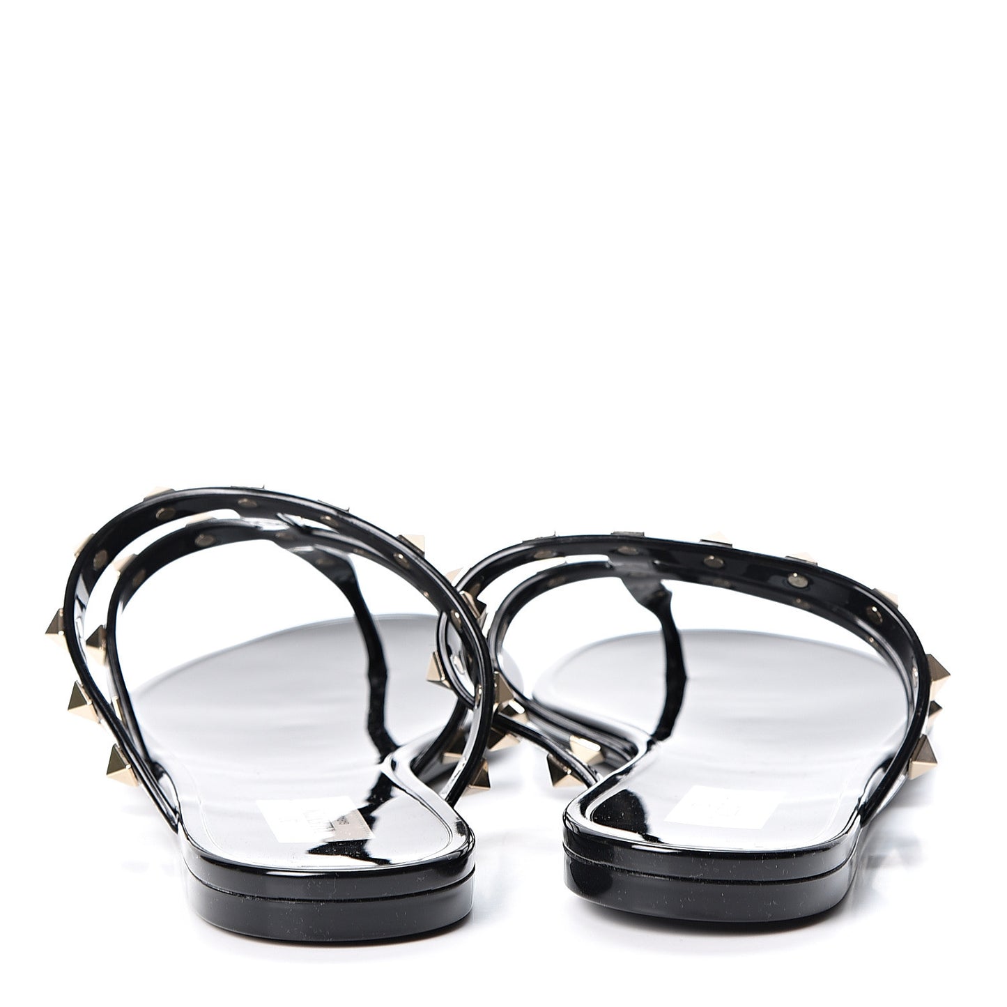 PVC Jelly Rockstud Caged Flat Thong Sandals 41 Black
