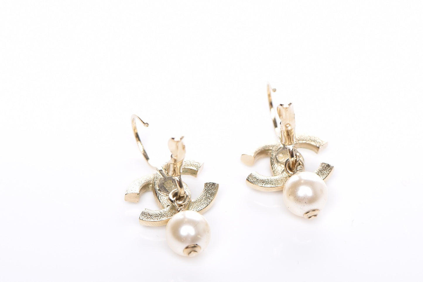 Crystal Pearl CC Drop Earrings Light Gold