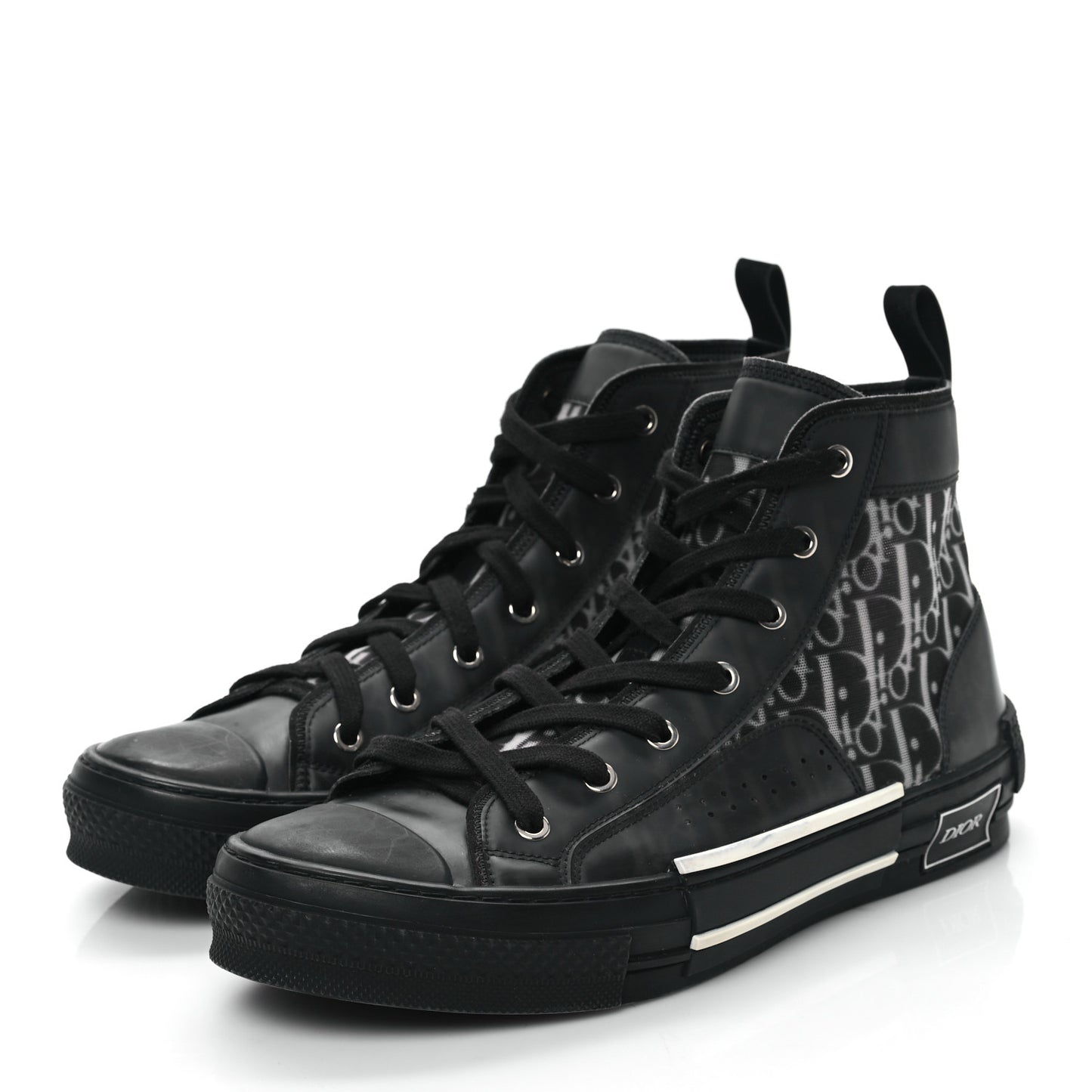 Technical Canvas Oblique Mens B23 High Top Sneakers 42 Black White