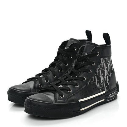 Christian Dior Technical Canvas Oblique Mens B23 High Top Sneakers 42 Black White 3 of 7