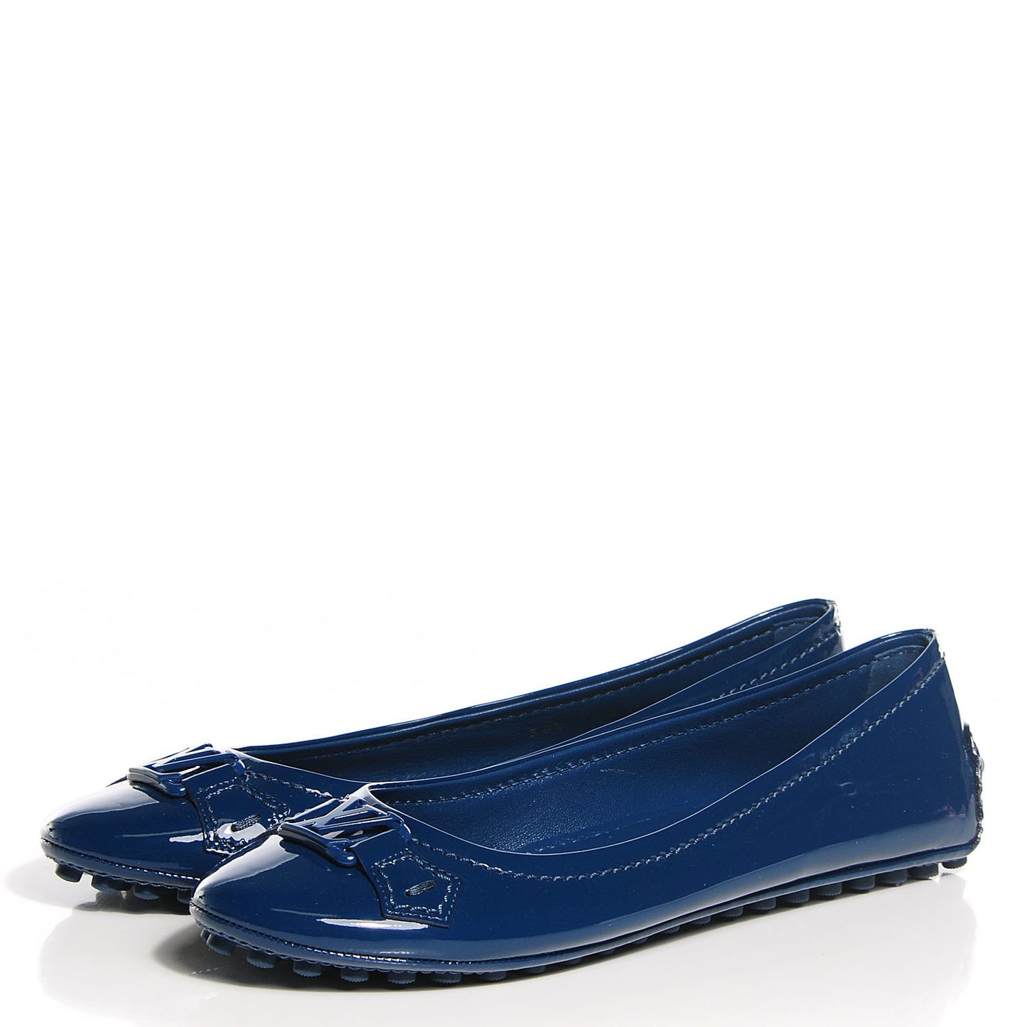 Patent Calfskin Oxford Ballerina Flats 38.5 Blue