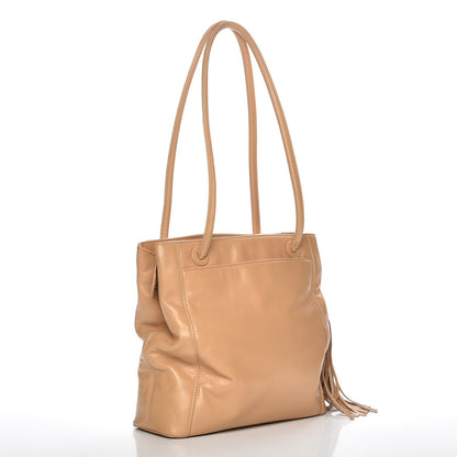 Chanel Lambskin CC Tassel Shoulder Bag Beige 3 of 8