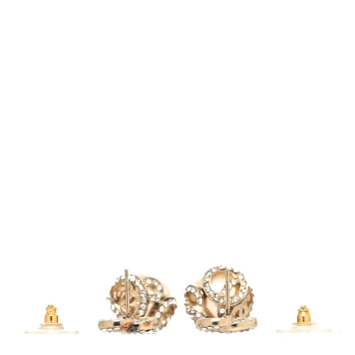 Chanel Crystal Pearl CC Drop Earrings Gold 3 of 4