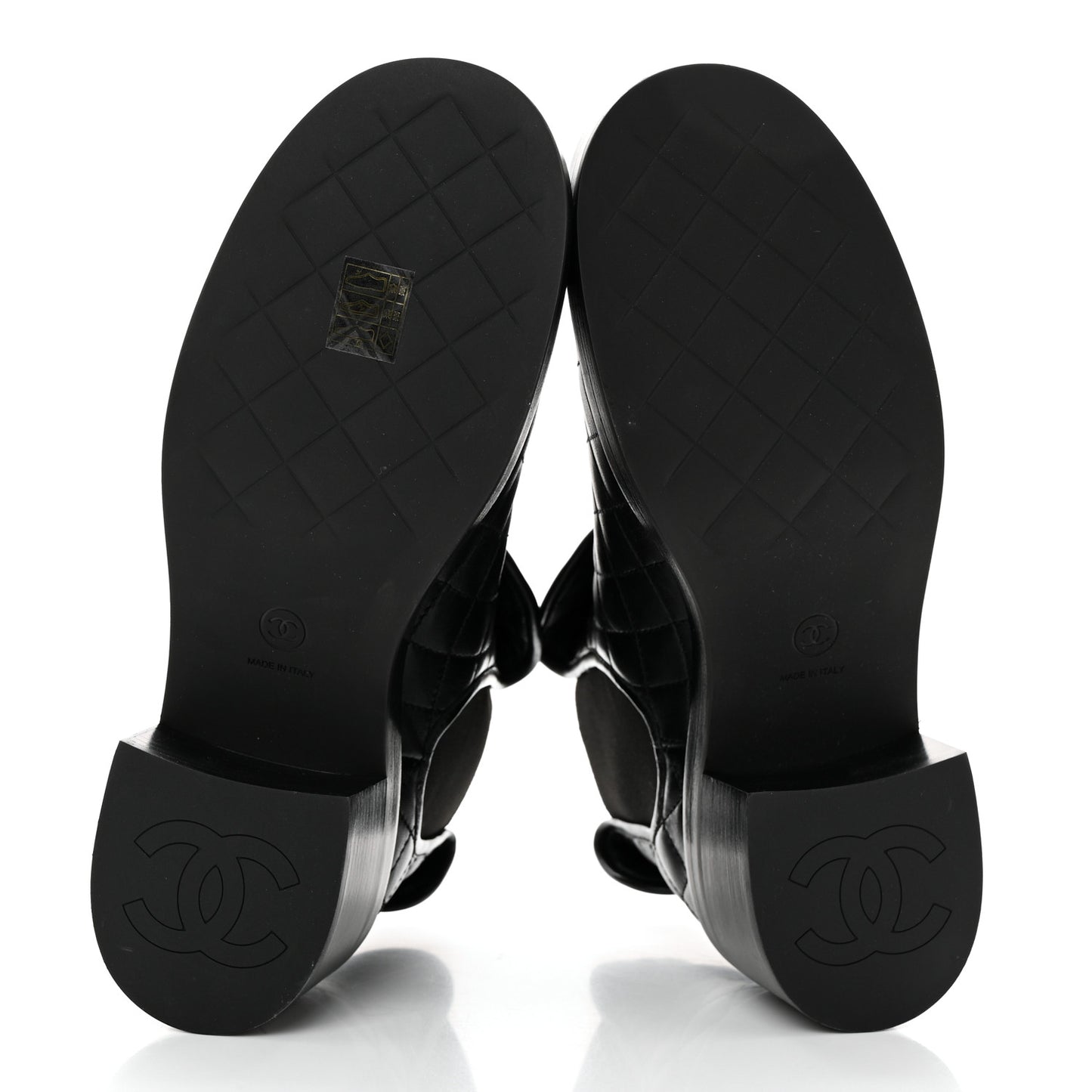 Lambskin Quilted Cap Toe CC Turnlock Booties 40 Black