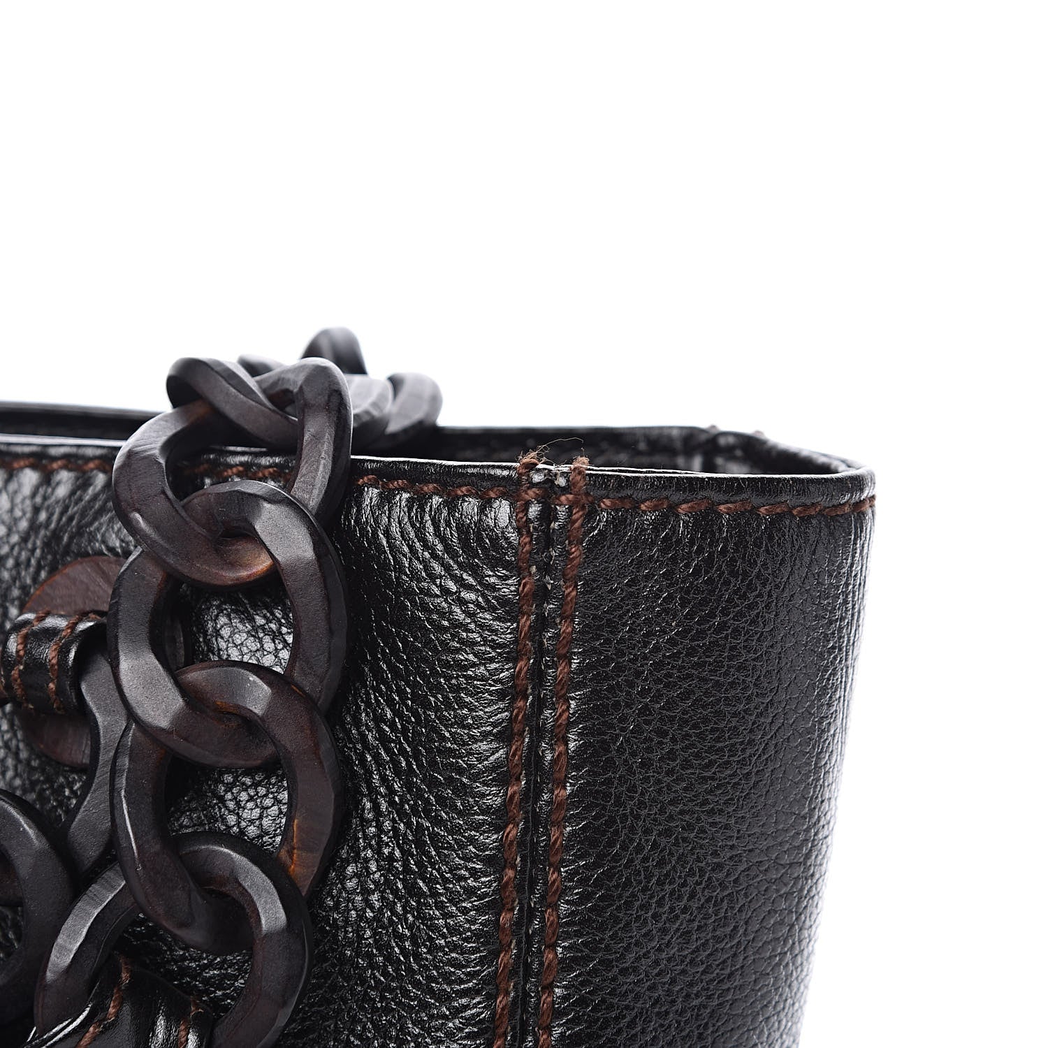 Chanel Calfskin Wood Chain Tote Black 14 of 15