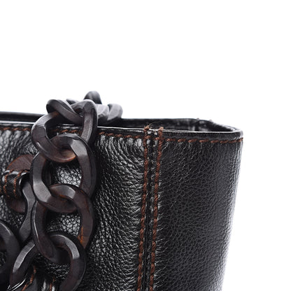 Chanel Calfskin Wood Chain Tote Black 14 of 15
