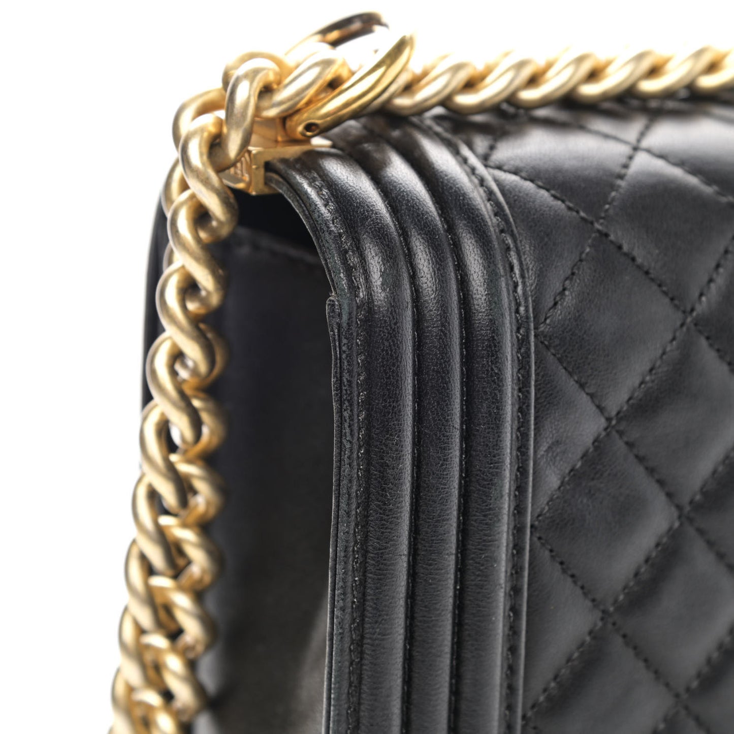 Lambskin Quilted New Medium Boy Flap Black