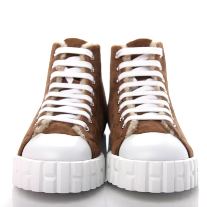 Hermes Woolskin Calfskin Womens Climb Sneakers 36 Brun Fume 2 of 10
