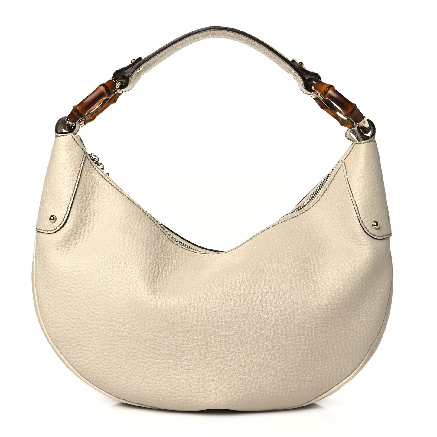 Pebbled Calfskin Bamboo Ring Hobo Ivory