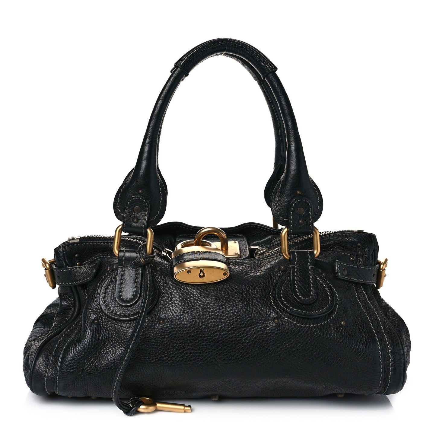 Calfskin Medium Paddington Satchel Black