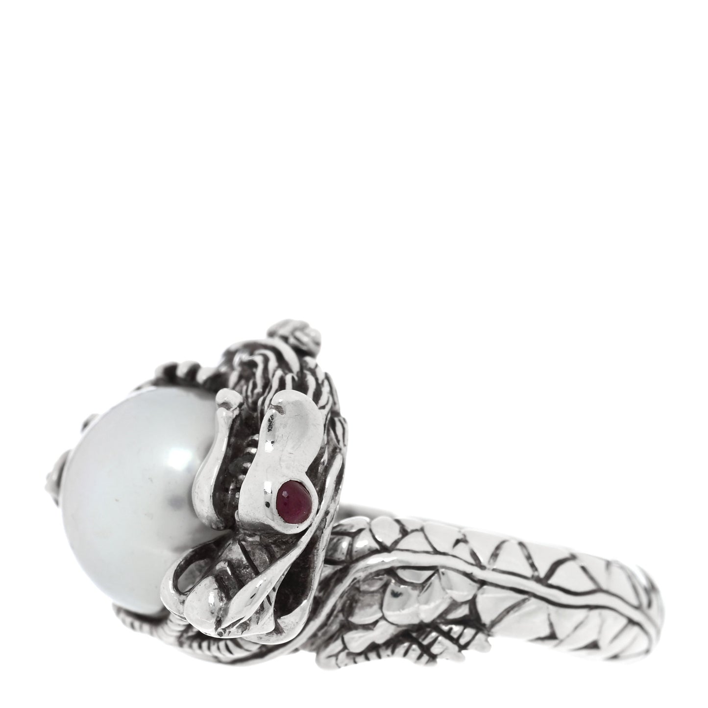 Sterling Silver Ruby Black Sapphire Pearl Legends Naga Small Dragon Ring 54 6.75