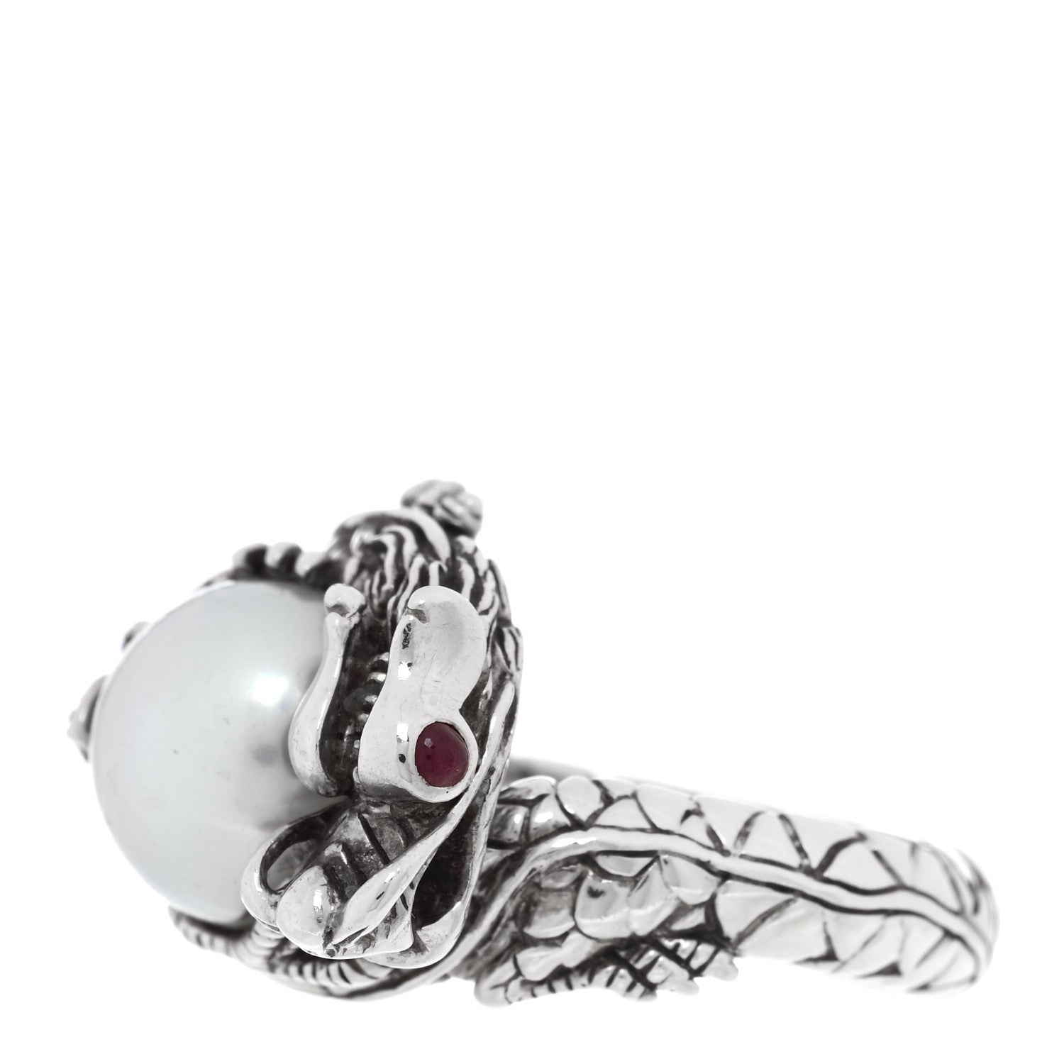 John Hardy Sterling Silver Ruby Black Sapphire Pearl Legends Naga Small Dragon Ring 54 6.75 3 of 5