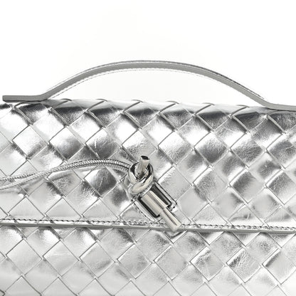 Bottega Veneta Metallic Nappa Intrecciato Long Andiamo Top Handle Silver 8 of 10