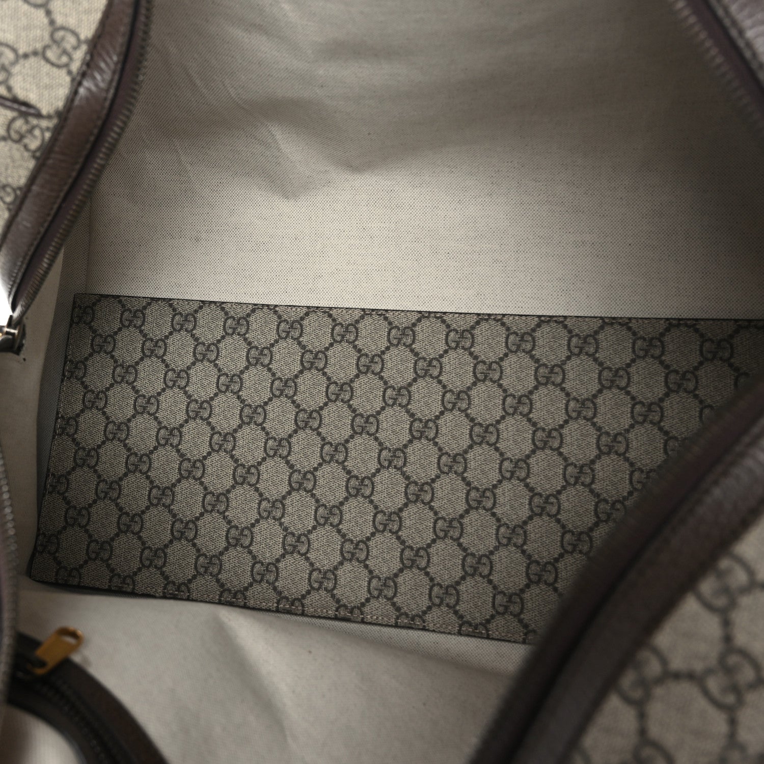 Gucci GG Supreme Monogram Textured Dollar Calfskin Web Medium Ophidia Carry-On Duffle Bag Beige Ebony New Acero 4 of 9