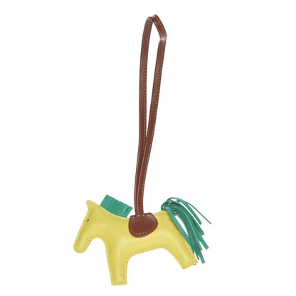 Hermes Milo Lambskin Grigri Rodeo Horse Bag Charm PM Lime Menthe Fauve 1 of 4