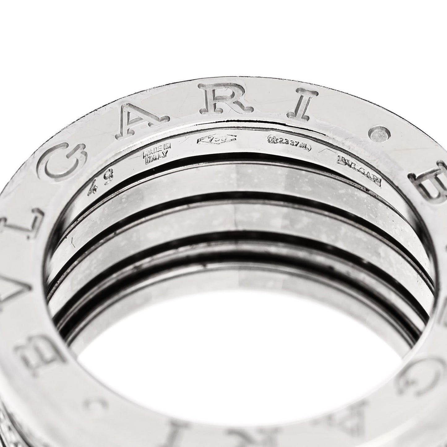 18K White Gold Diamond B.Zero1 Four-Band Full Pave Ring 49 4.75